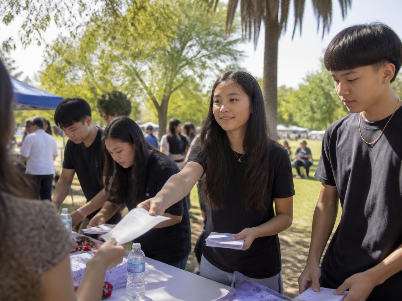Hmong youth volunteering together at a community event